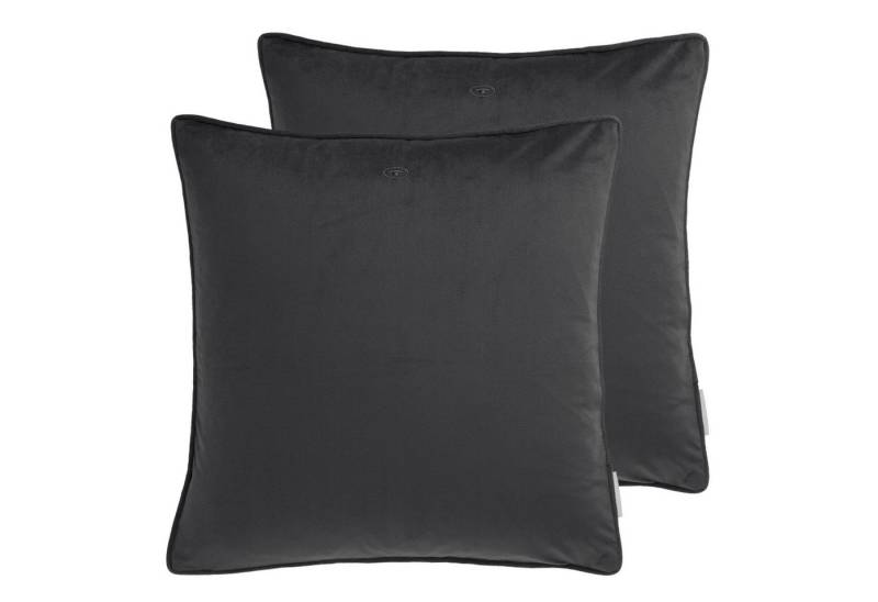 TOM TAILOR Kissenhülle VELVET SIGNATURE Zierkissenhülle, (2 Stück), 45 x 45 cm in Anthrazit von TOM TAILOR