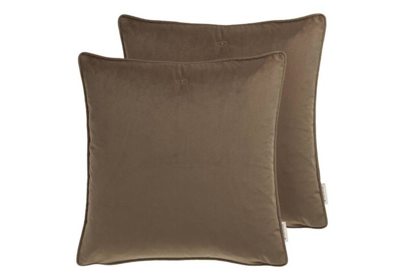 TOM TAILOR Kissenhülle VELVET SIGNATURE Zierkissenhülle, (2 Stück), 45 x 45 cm in Braun von TOM TAILOR