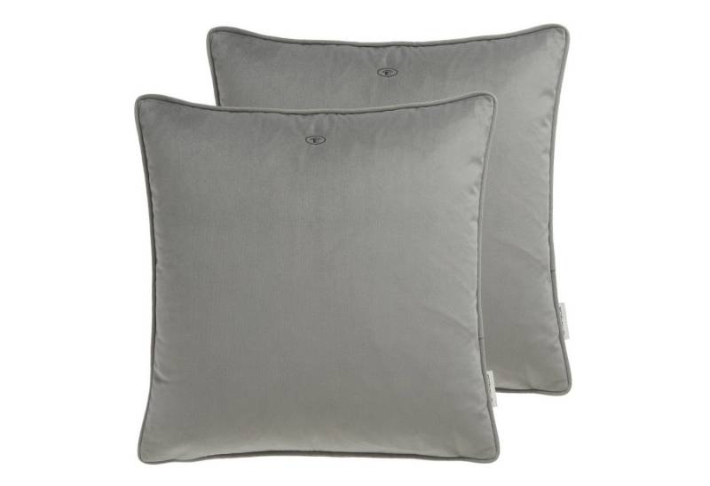 TOM TAILOR Kissenhülle VELVET SIGNATURE Zierkissenhülle, (2 Stück), 45 x 45 cm in Grau von TOM TAILOR