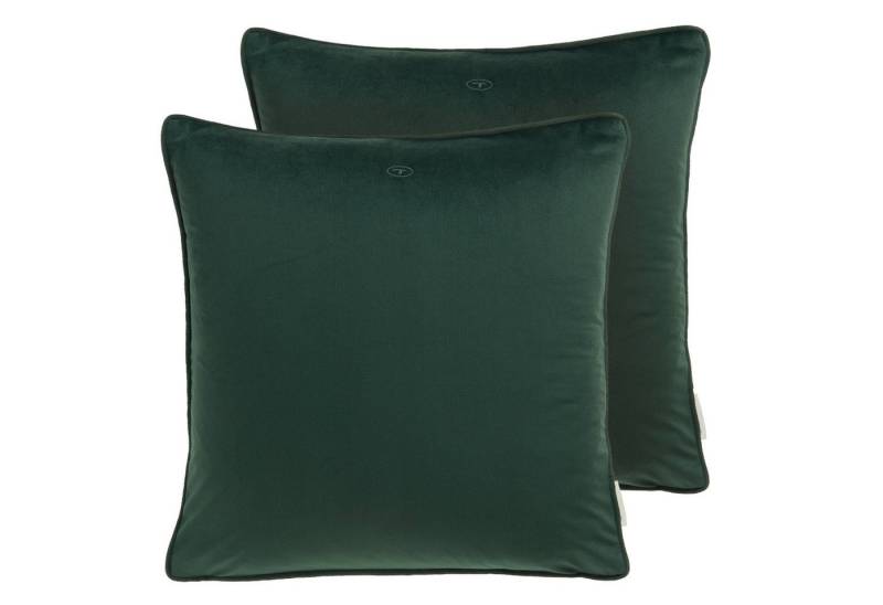 TOM TAILOR Kissenhülle VELVET SIGNATURE Zierkissenhülle, (2 Stück), 45 x 45 cm in Grün von TOM TAILOR