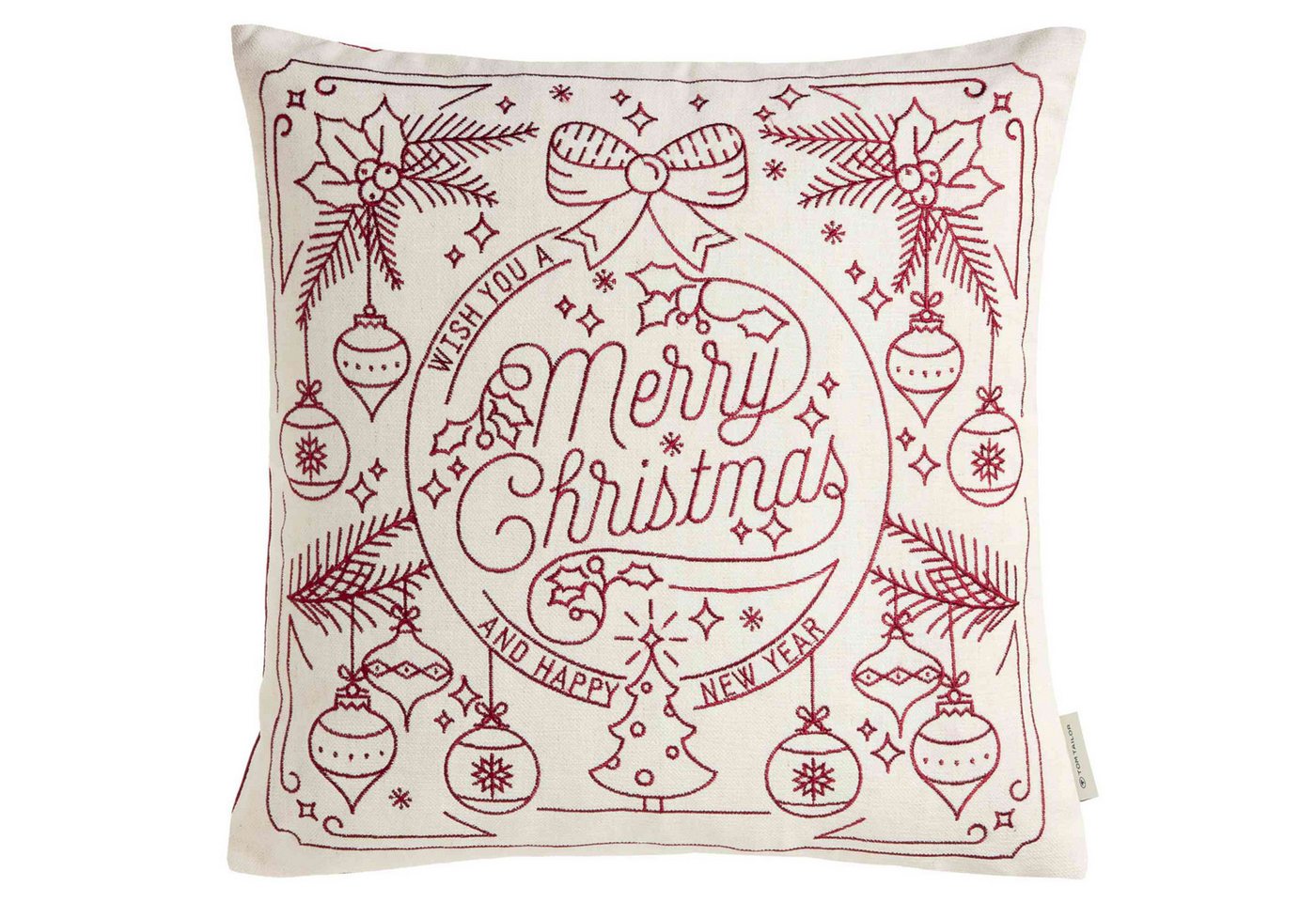 TOM TAILOR Kissenhülle WEIHNACHTSKISSEN Zierkissenhülle, (1 Stück), 45 x 45 cm in Dunkelrot von TOM TAILOR