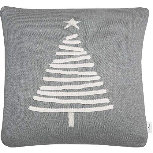TOM TAILOR Knitted Tree Kissen Weihnachten Silber • Zierkissen ohne Füllung • Wohnzimmer deko • Kissenhülle Weihnachten 45x45 cm von TOM TAILOR