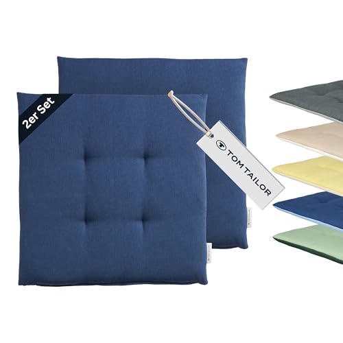 TOM TAILOR NEU! Sitzkissen Stuhl 2er Set - gemütliche Stuhlkissen 40x40 cm in Blau - Sitzauflage waschbar für Esszimmer, Bürostuhl, Bank, Boden & Gartenmöbel - Oeko Tex Zertifiziert TOM TAILOR NEU! Sitzkissen Stuhl 2er Set - gemütliche Stuhlkissen 40x40 cm in Blau - Sitzauflage waschbar für Esszimmer, Bürostuhl, Bank, Boden & Gartenmöbel - Oeko Tex Zertifiziert von TOM TAILOR