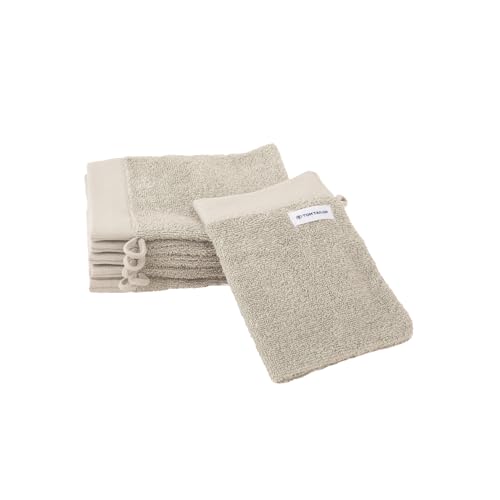 TOM TAILOR Waschhandschuh, 6er Set, 16 x 21 cm, 100% Baumwolle / Frottier, mit Aufhänger und Label mit Logo, COLOR BATH TOWEL Beige (Sunny Sand) von TOM TAILOR