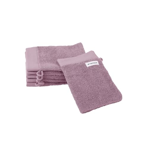 TOM TAILOR Waschhandschuh, 6er Set, 16 x 21 cm, 100% Baumwolle / Frottier, mit Aufhänger und Label mit Logo, COLOR BATH TOWEL Lila (Cozy Mauve) von TOM TAILOR