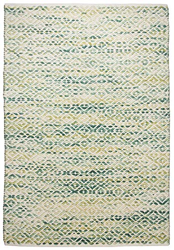 Handwebteppich | beidseitig verwendbar | nachhaltige, ungefärbte Schurwolle und Baumwolle | 65 x 135 cm; Farbe: Grün Beige | Tom Tailor - Smooth Comfort von TOM TAILOR