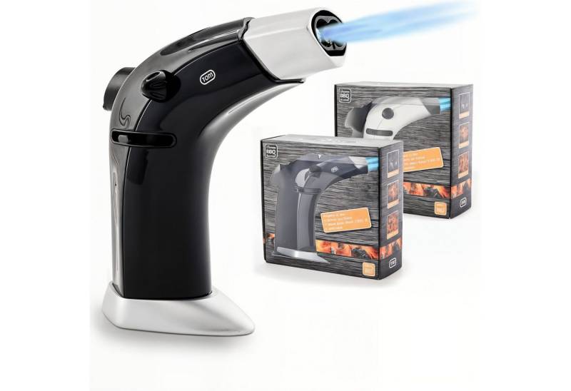 TOM Flambierbrenner Gasbrenner Doppel Jetflame Set mit 5x 100ml Gaskartusche, (1-tlg), Nachfüllbar, bis zu 1300°C von TOM