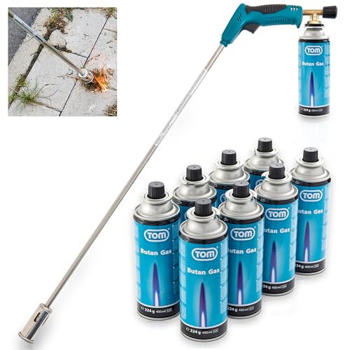 TOM Gas Unkrautbrenner Set + 8 x 330 g Universal Gasflasche mit Schraubgewinde 600 ml – Abflämmgerät ideal zur Unkrautvernichtung auf Pflastersteinen, Gehwege, Pflasterfugen TOM Gas Unkrautbrenner Set + 8 x 330 g Universal Gasflasche mit Schraubgewinde 600 ml – Abflämmgerät ideal zur Unkrautvernichtung auf Pflastersteinen, Gehwege, Pflasterfugen von TOM