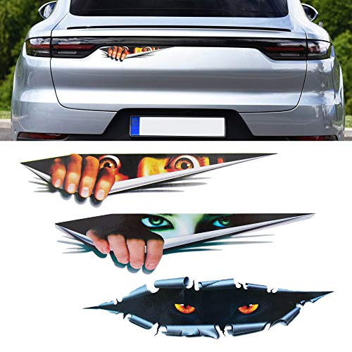 TOMALL 3 Stück 3D Simulation Stereo Augen Peeking Auto Aufkleber Mann Peeking Frau Peeking Aufkleber Leopard Augen Peeking Aufkleber Selbstklebend Wasserdicht Aufkleber für Auto Fenster Stoßstange von TOMALL