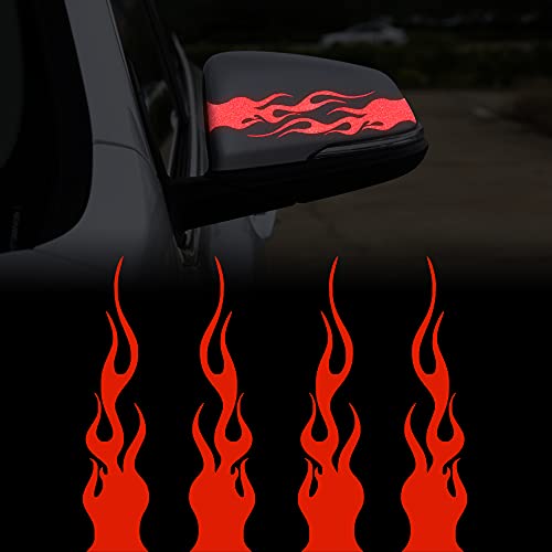 TOMALL 4 Stück 15 cm Reflektierende Aufkleber Auto Vinyl Racing Racing Flamme Streifen Aufkleber Golfwagen ATV Motorrad Fahrrad Skateboard Laptop DIY Dekoration (Rot) von TOMALL