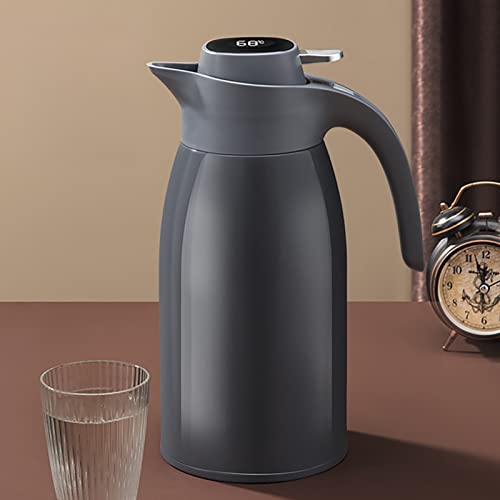 TOMAO Thermoskanne 2 Liter, 304 Stainless Steel Isolierkanne, Edelstahl Doppelwandig Isolierkanne, mit LED-Touchscreen-Temperaturanzeige, ideal als Kaffeekanne oder als Teekanne(Color:Schwarz) von TOMAO