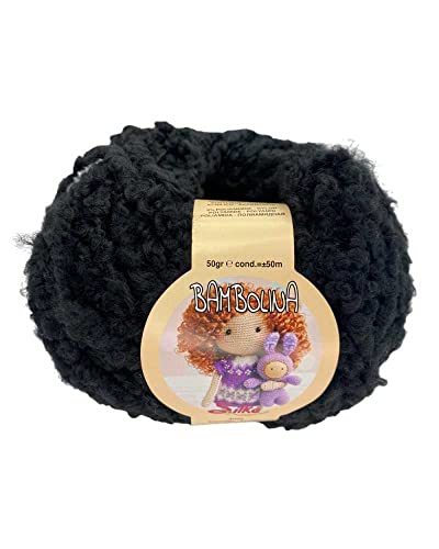 TOMASELLI MERCERIA Wollknäuel Lockenpuppe Silke 50 Gr - Schwarz von TOMASELLI MERCERIA