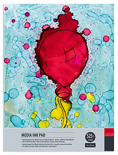 Artservice-Tube Media Ink Pad, Malblock für Alkohol-Ink, Marker und Fineliner, Skizzenblock Alkoholtinte, 15 Blatt 525g Papier, 24x32 cm von Boppon