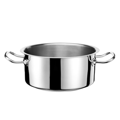 TOMGAST EXCLUSIVE Topf Durchmesser 20 cm | Fassungsvermögen 2,5 l, Höhe 9 cm | Edelstahl, außen hochglanzpoliert | Ergonomischer Griff | Dreischichtboden | Induktion | Spülmaschinenfest von TOMGAST