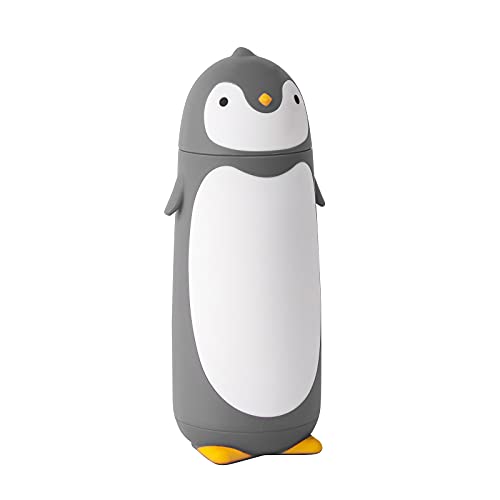 TOMLFF Pinguin Edelstahl Vakuum Thermoskanne Reisebecher Tee Wasserflasche Kaffeeflasche (Grau) von TOMLFF