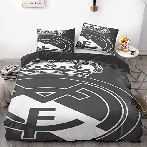 Fußball Team-Logo Bettwäsche-Set, Teenager-Bettwäsche, 3-teiliges Bettbezug Set mit 2 Kissenbezügen perfekte Sportbettwäsche, Bettbezug-Set für Kinder und Erwachsene (A1,135x200/80x80x2) von TOMOMARU