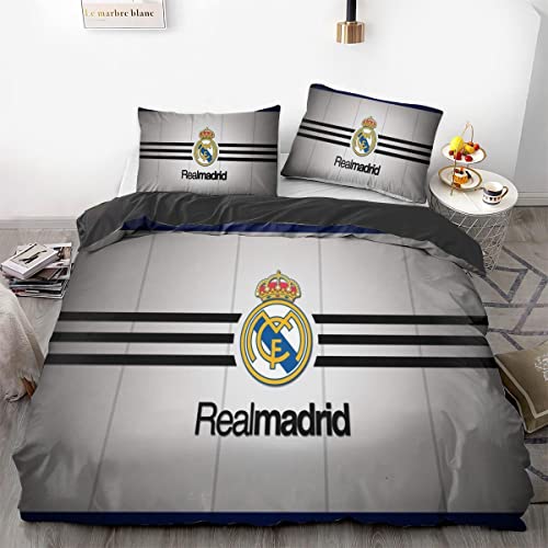 Fußball Team-Logo Bettwäsche-Set, Teenager-Bettwäsche, 3-teiliges Bettbezug Set mit 2 Kissenbezügen perfekte Sportbettwäsche, Bettbezug-Set für Kinder und Erwachsene (A10,135x200/80x80x2) von TOMOMARU