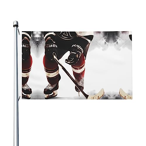 Eishockey-Muster, bedruckte Gartenflagge, 90 x 150 cm, Outdoor-Flagge, Banner, Brise, Flagge, farbecht, Flaggen für Zuhause, Haus, Außen- und Innendekoration von TOMPPY