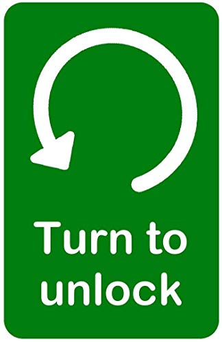 Aufkleber "Turn to Unlock" für Türen und Knäufe (2 x gegen den Uhrzeigersinn) von TOMSTRAD