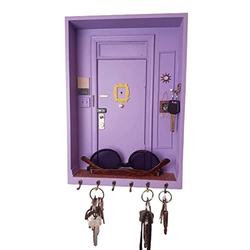 TOMYEUS Friends Monica's Door Wall Key Holder, Personalized Key Hooks for Wall for TV Shows Lovers, Multifunctional Keychains Vintage Home Decor Wall Decor Purple Door Hanger Handmade Decoration von TOMYEUS