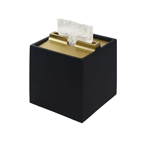 TOMYEUS Kosmetiktücher Box Desktop-kreative Harz-Tissue-Box-Rollenpapierrohr-Couchtisch-Servietten-Aufbewahrungsbox-Toilettenpapier-Box Taschentuchbox/Kosmetiktücherboxen (Color : Gold+Black) von TOMYEUS