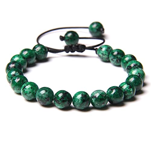 TOMYEUS Natural Stone Braided Bracelet Green Jades African Turquoises Beads Adjustable Rope Bracelets for Male Female Creative Gift-9.Green White Jade von TOMYEUS