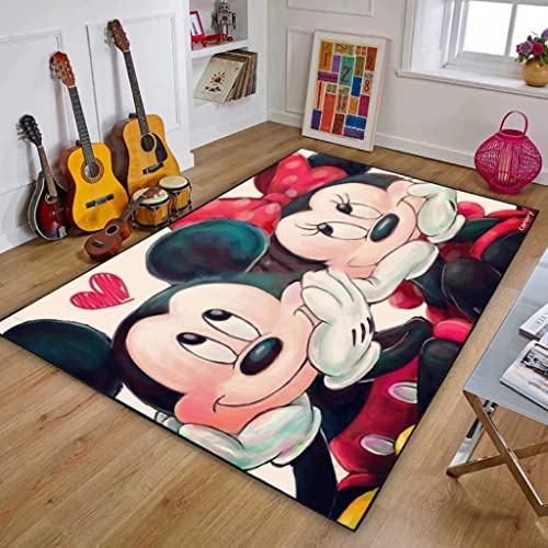 TONATO 3D Kids Room Decor Mickey Minnie Matte Waschmaschine Teppich Jungen Mädchen Wohnzimmer Moderne geometrische gedruckte Bodenmatten,100 * 160cm von TONATO