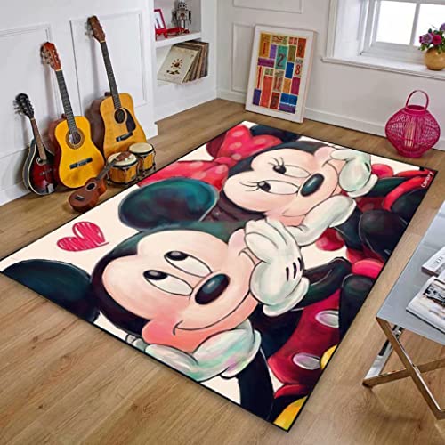 TONATO 3D Kids Room Decor Mickey Minnie Matte Waschmaschine Teppich Jungen Mädchen Wohnzimmer Moderne geometrische gedruckte Bodenmatten,60 * 90cm von TONATO