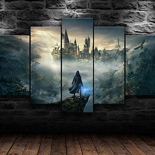 TONATO 5 -teiliges Bild Wandbauer Gedruckter Hogwarts Wizarding World Mural Wohnzimmer Schlafzimmer Wand Dekor Wallpaper gerahmt,L von TONATO