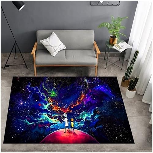 TONATO Anime Teppich, Rick und Morty Teppich Wohnzimmer Schlafzimmer Nacht Spielzimmer Teppiche Cartoon Kinderkriechmatte Matten Dekoration,60 * 90cm von TONATO