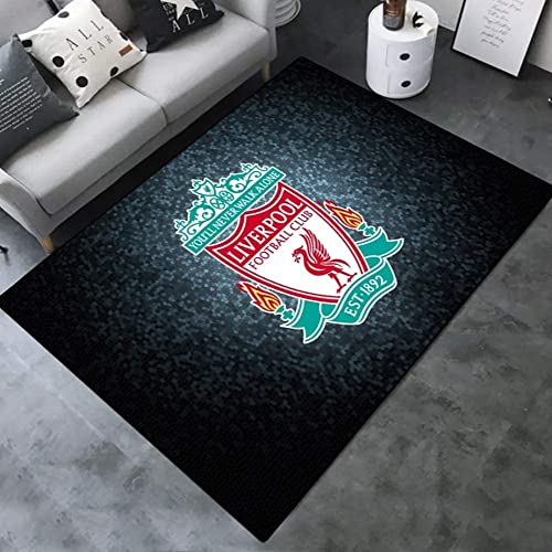 TONATO Carpet Football Club Logo Druck Nicht-Schlupf-Matten-Sport-Fans Home Deco Teppich verdicken Nicht-Rutsch/Liverpool,100 * 160cm von TONATO