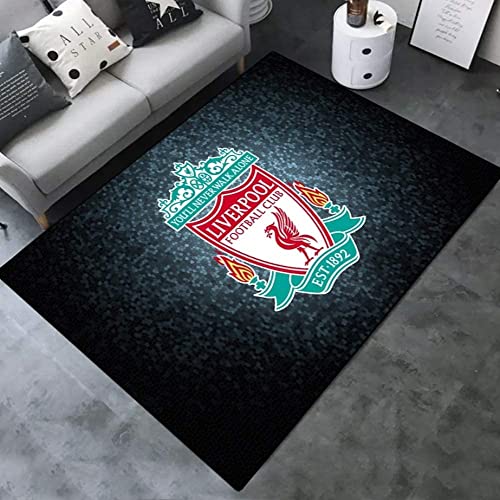 TONATO Carpet Football Club Logo Druck Nicht-Schlupf-Matten-Sport-Fans Home Deco Teppich verdicken Nicht-Rutsch/Liverpool,60 * 90cm von TONATO