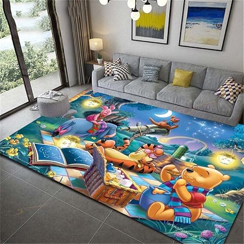 TONATO Cartoon Winnie der Pooh 3D gedruckte Teppich Home Decor Weiches Schlafzimmer Matte Baby Spiel Kriechteppich für Wohnzimmer,80 * 120cm von TONATO