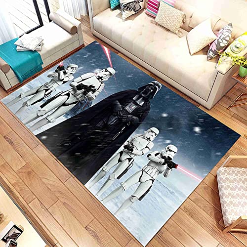 TONATO Kinderzimmer Teppich Star Wars 3D -Gedruckter Teppich Wohnzimmer Dekor krabbelte Matte Schlafzimmer Küchenteppich Badezimmer Matte,100 * 160cm von TONATO