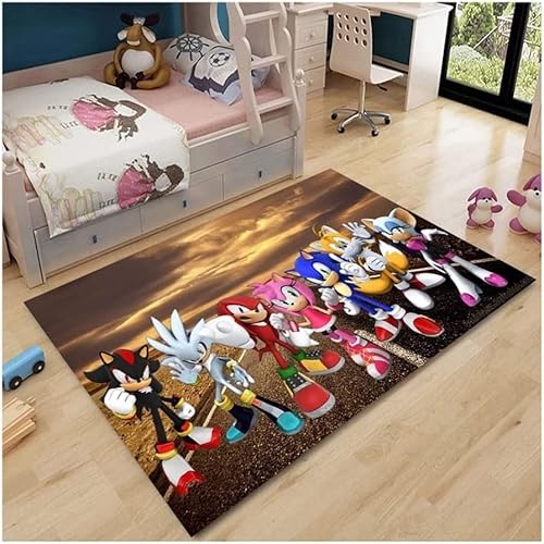 TONATO Sonic Teppich Anime Cartoon rechteckige Teppich dekorative Bodenmatte Wohnzimmer Schlafzimmer Kinderzimmer Spiele Bodenmatte,100 * 160cm von TONATO