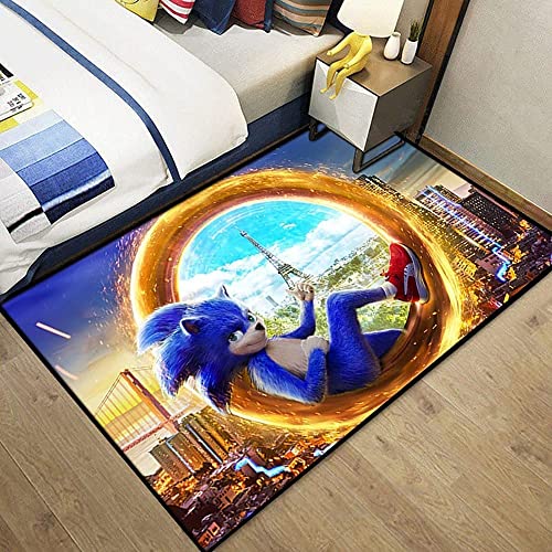 TONATO Teppich 3D Sonic-Iger Muster, weicher Flanellteppich für Wohnzimmer Schlafzimmer Dekoration, Bodenmatte für Kinderzimmer Küchenflur Speisesaal,A,120 * 160cm von TONATO