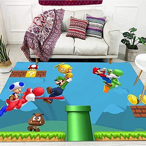 TONATO Teppich 3D Super Mario Muster, weicher Flanellteppich für Wohnzimmer Schlafzimmer Dekoration, Bodenmatte für Kinderzimmer Küche Flur Speisezimmer,B,160 * 200cm von TONATO