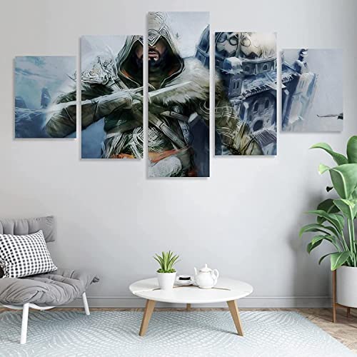TONATO Zimmerdekor 3D Assassine's Creed Canvas 5 Stück Dekorative HD -Poster Gemälde Moderne Wohnzimmer -Wohnzimmer Wanddekoration,XL von TONATO