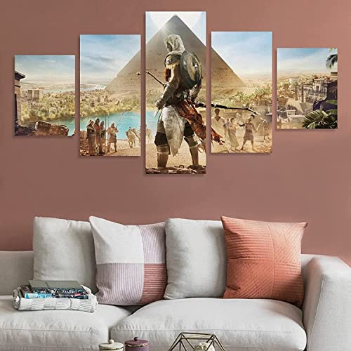 TONATO Zimmerdekor 3D Assassine's Creed Canvas 5 Stück Dekorative HD -Poster Gemälde Moderne Wohnzimmer -Wohnzimmer Wanddekoration,XL von TONATO