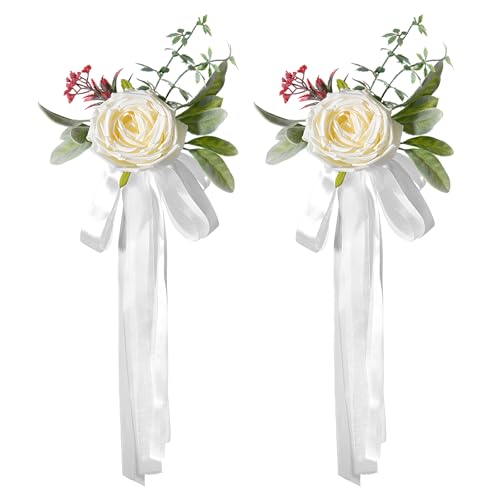 2 Stück Hochzeit Autoschmuck, Hochzeitsdeko, Vintage Hochzeits Künstliche Blume, Hochzeit Autoschleifen für Hochzeit Party Auto 2 Stück Hochzeit Autoschmuck, Hochzeitsdeko, Vintage Hochzeits Künstliche Blume, Hochzeit Autoschleifen für Hochzeit Party Auto von TONAUP
