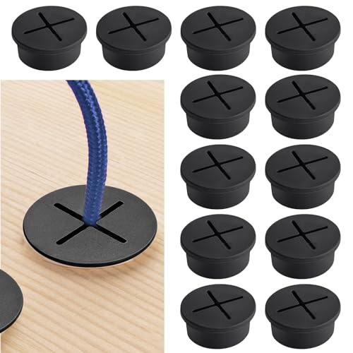 TONAUP Schreibtischdurchführung, Flexibles Silikon Kabeldurchführung, Kabel Loch Tüllen 25mm/ 1 Zoll Ø, Schreibtisch Ösen für Computertisch Draht Organisator für Haus und Büro (Schwarze) von TONAUP