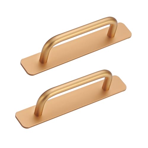 TONAUP 2 Stück Türgriffe Aluminium Schrankgriffe, Selbstklebende Möbelgriffe für Küchengriffe, Schlafzimmer, Griff Schiebetür (148mm, Golden) von TONAUP