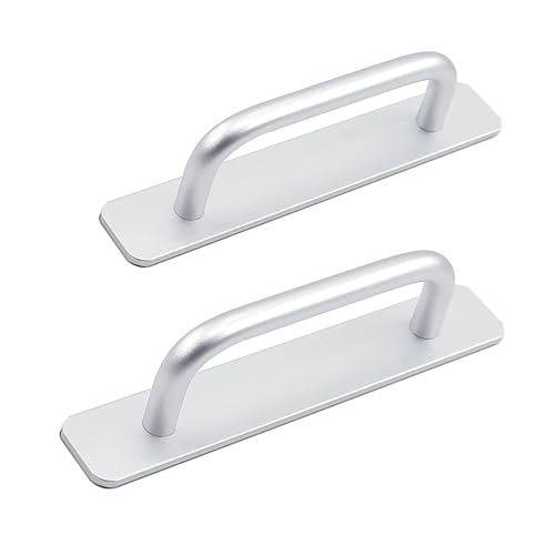 TONAUP 2 Stück Türgriffe Aluminium Schrankgriffe, Selbstklebende Möbelgriffe für Küchengriffe, Schlafzimmer, Griff Schiebetür (148mm, Silber) von TONAUP