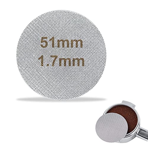 TONAUP Kaffee Puck Sieb, 51mm Espresso Sieb für Siebträger Wiederverwendbar Screen Gesinterte Kaffeefilter Kaffeefilterplatte1.7mm Dicke 150μm Edelstahl 316 für Espresso-Siebträger-Filterkorb von TONAUP