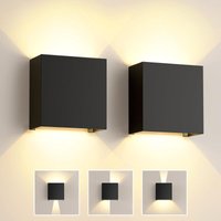 6W led Wandleuchte Innen, 2er Pack Schwarze Außenwandlampe, Einstellbarer Abstrahlwinkel, Warmweiß 3000K, Moderne Außenwandlampe Wasserdicht IP65 für von TONCHEAN