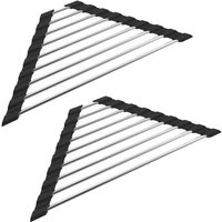 Tonchean - Abtropfgestell für Geschirr, faltbar, abnehmbar, Edelstahl, dreieckig, 41 x 15 cm, Schwarz, 2er-Pack von TONCHEAN
