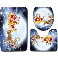 Badezimmermatten 3er Set rutschfest Weihnachtsmann Aufdruck Weicher Badvorleger mit Starker Wasseraufnahme für Badezimmer Schlafzimmer Küche wc und Badezimmermatten 3er Set rutschfest Weihnachtsmann Aufdruck Weicher Badvorleger mit Starker Wasseraufnahme für Badezimmer Schlafzimmer Küche wc und von TONCHEAN