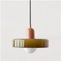 Bunte Pendelleuchte aus der Mitte des Jahrhunderts mit Glasschirm, Vintage-Pendelbeleuchtung, Pendellampen aus Eisen und Glas für Schlafzimmer, Bunte Pendelleuchte aus der Mitte des Jahrhunderts mit Glasschirm, Vintage-Pendelbeleuchtung, Pendellampen aus Eisen und Glas für Schlafzimmer, von TONCHEAN