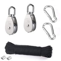 Heberolle, 2 Stück 20 mm 304 Edelstahlrolle, 2 Stück M20 Einzelrolle, für Seile und Kabel, mit 8 mm Kletterseil, 20 m von TONCHEAN