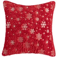 Tonchean - Kissenbezug, Weihnachtskissenbezug, Dekokissenbezug mit Pailletten, Silberne Schneeflocke, für Wohnzimmer, Rot, 40 x 40 cm Tonchean - Kissenbezug, Weihnachtskissenbezug, Dekokissenbezug mit Pailletten, Silberne Schneeflocke, für Wohnzimmer, Rot, 40 x 40 cm von TONCHEAN